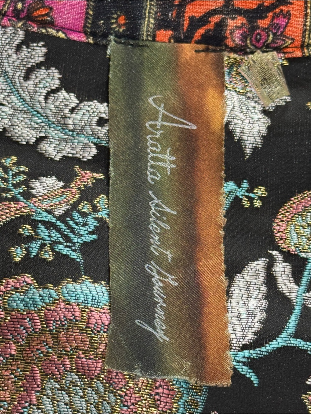 Aratta Silent Journey Stevie Nicks Maxi Dress Metallic Jacquard Boho Mixed XL - Picture 6 of 9